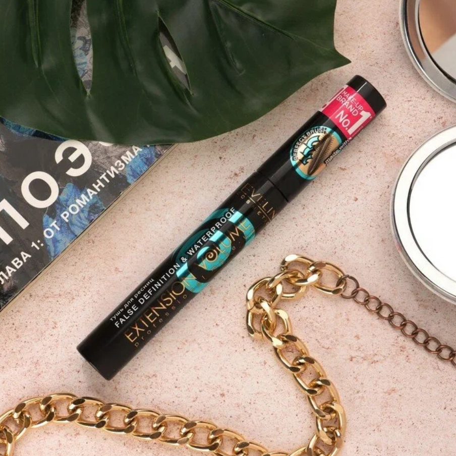 Тушь для ресниц Eveline Cosmetics Extension Volume, водостойкая, экстремальный объём и удлинение, 10 мл