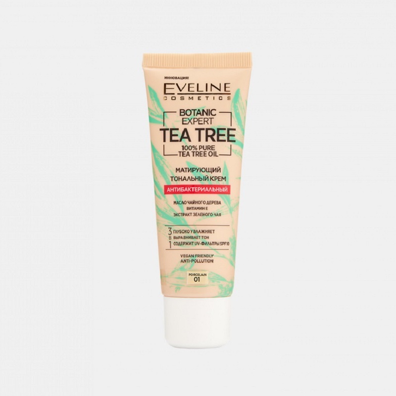 Тональный крем Eveline Cosmetics Botanic Expert 3в1, матирующий, антибактериальный, тон: 01 porcelain, 30мл