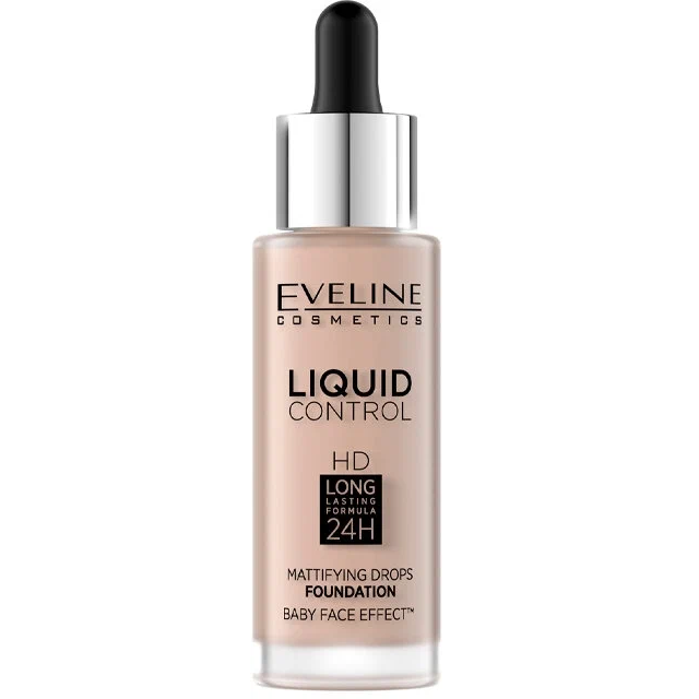 Тональная основа Eveline Cosmetics Liquid Control, тон: 020 rose beige, жидкая, 32мл