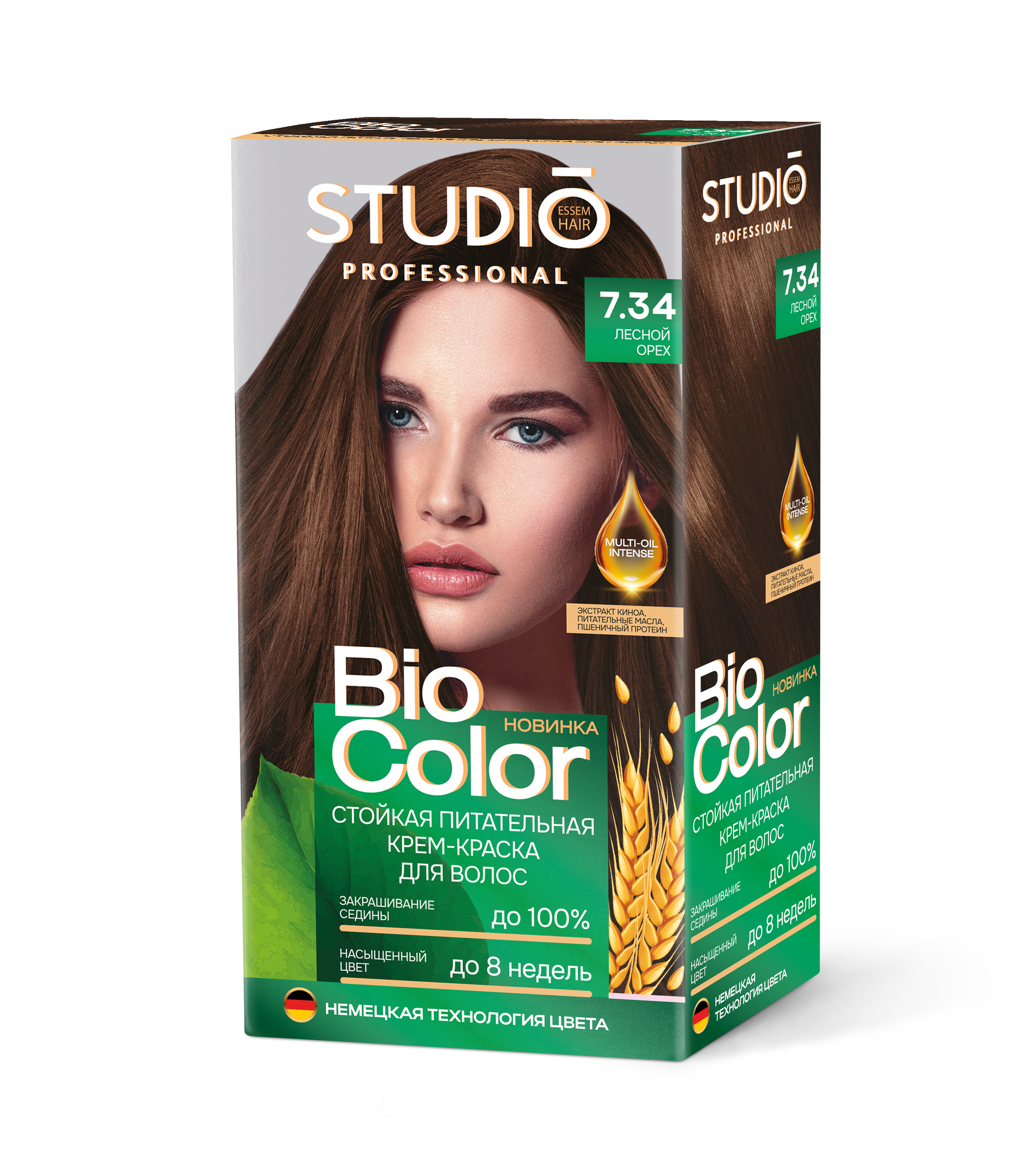 Стойкая крем-краска для волос BioColor 7.34 Лесной орех, 115мл