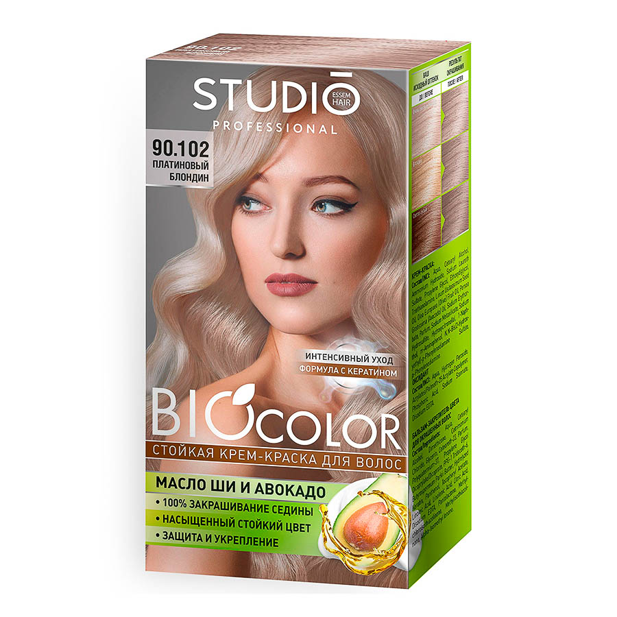 Стойкая крем-краска для волос BioColor 90.102 Платиновый блондин, 115мл