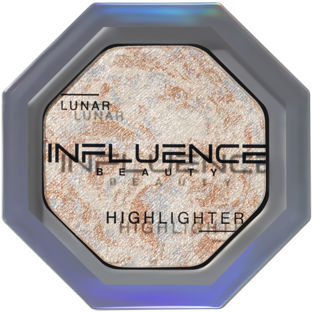 Хайлайтер Influence Beauty Lunar с сияющими частицами, тон: 01 серебряный, 4.8г