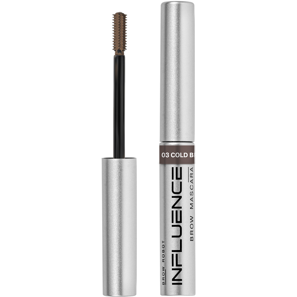 Тушь для бровей Influence Beauty Brow robot, эффект густых бровей, тон 03: темно-русый, 5мл