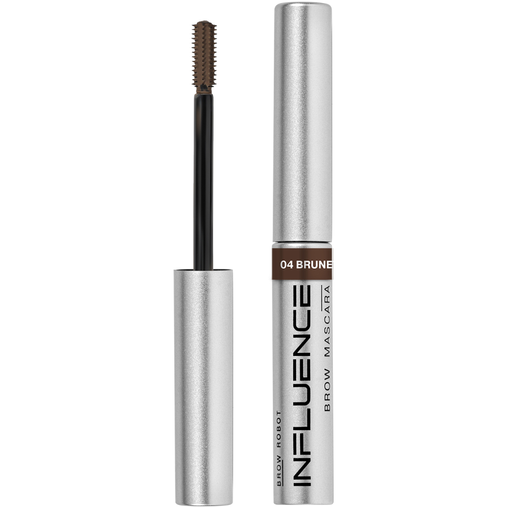 Тушь для бровей Influence Beauty Brow robot, эффект густых бровей, тон 04: темно-коричневый, 5мл