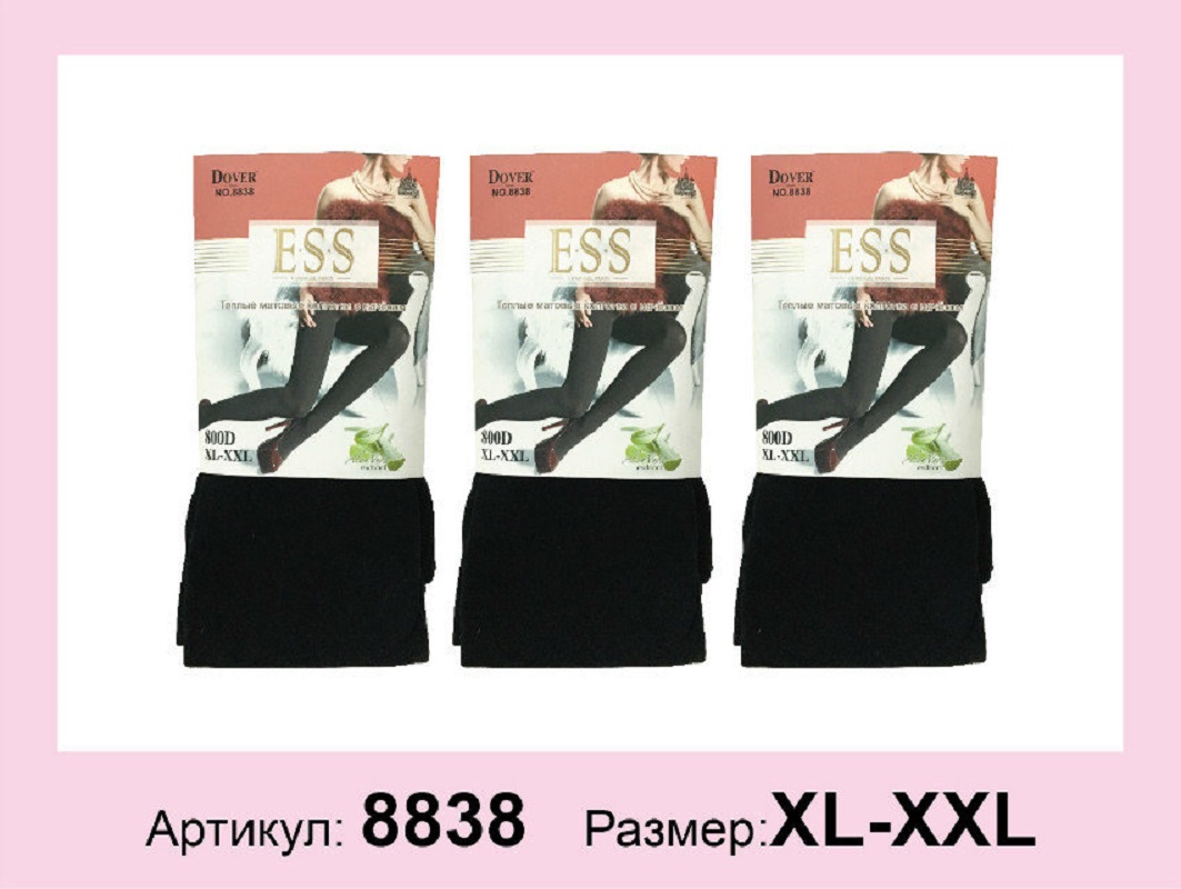 Колготки женские ESS 8838, микрофибра с начесом, размер: XL-XXL (3/4), цвет: черный
