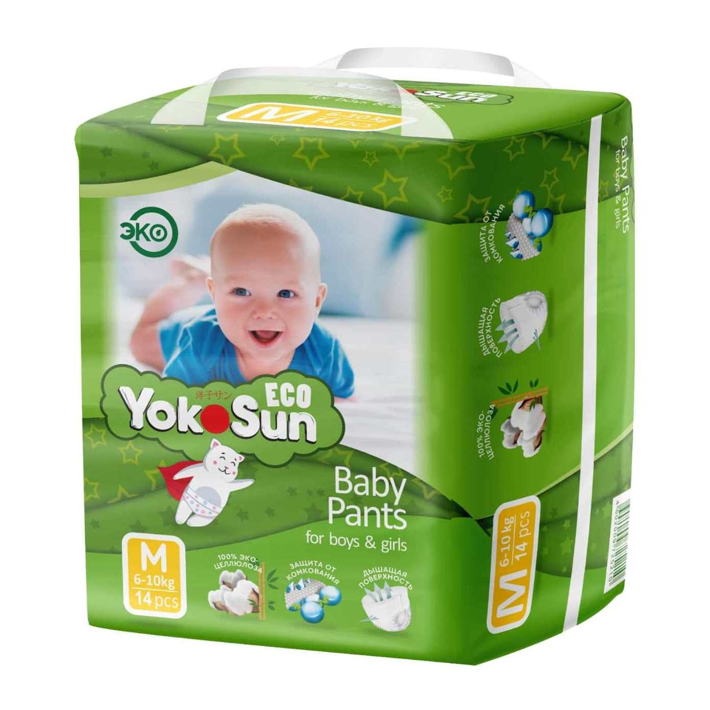 Трусики YokoSun Eco, размер: М (6-10кг), 14шт