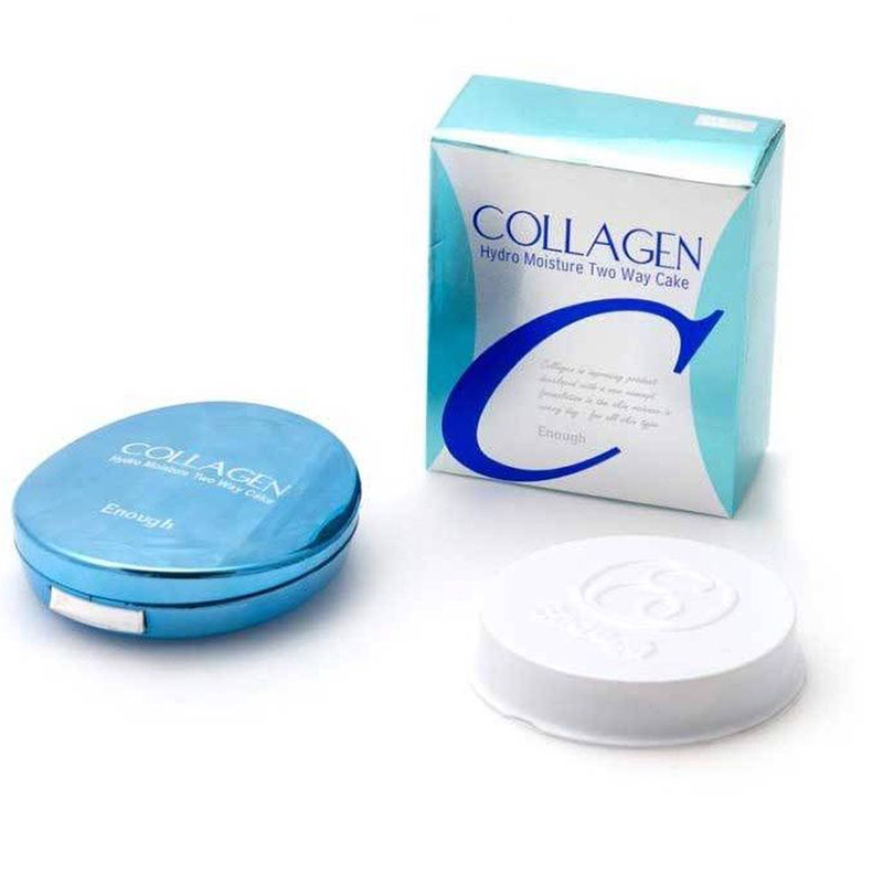 Пудра для лица компактная Enough Collagen Hydro Moisture Two Way Cake, увлажняющая, SPF 25, тон: 21