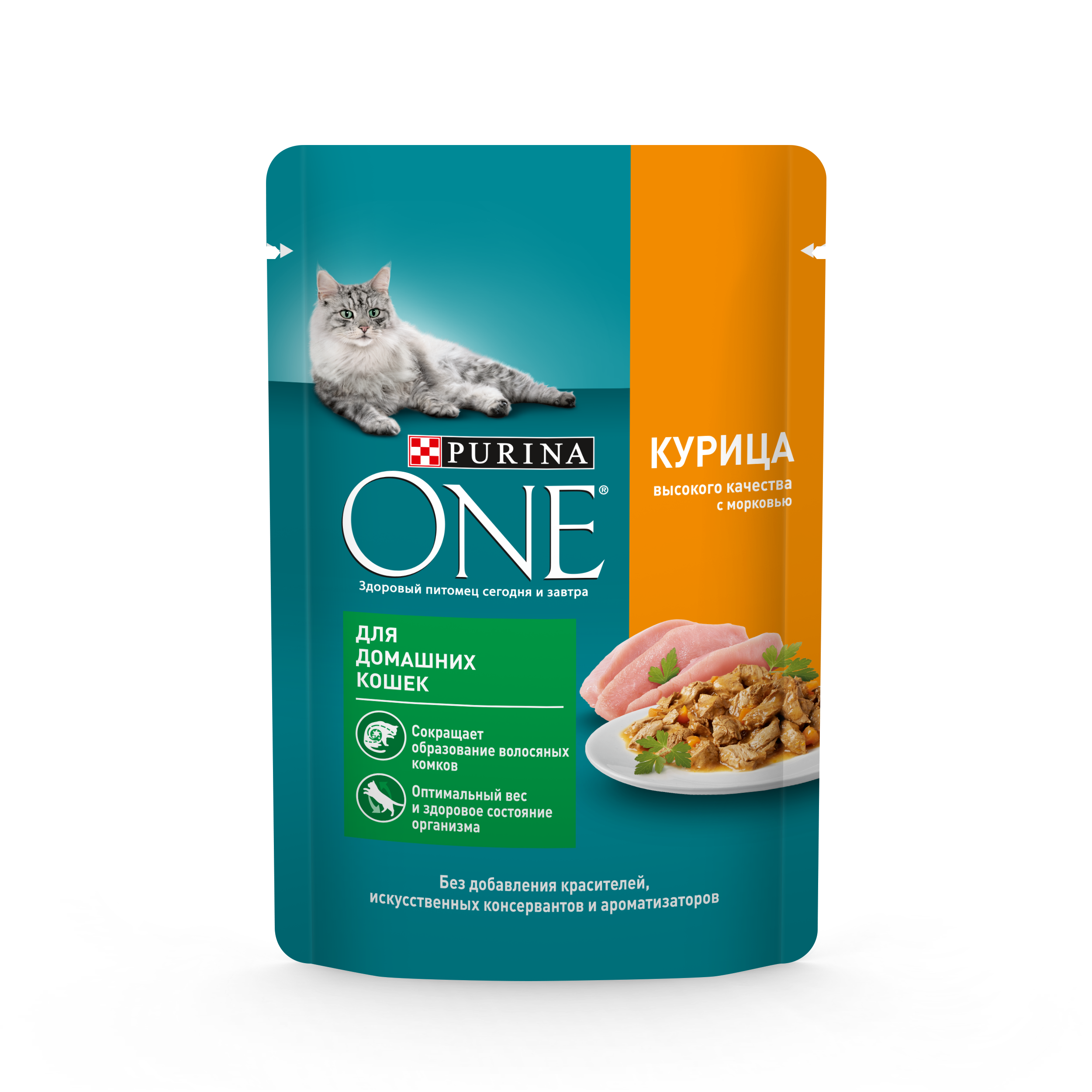Влажный корм для домашних кошек Purina One, с курицей и морковью, 75г