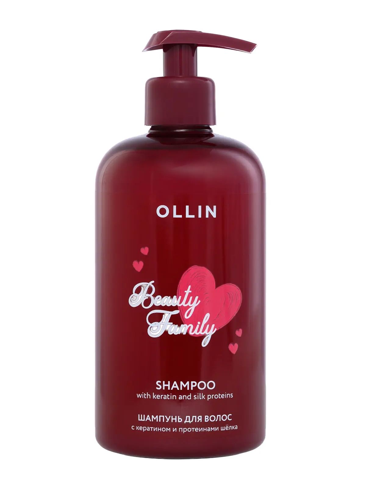 Шампунь для волос Ollin Beauty Family, с кератином и протеинами шелка, 500мл