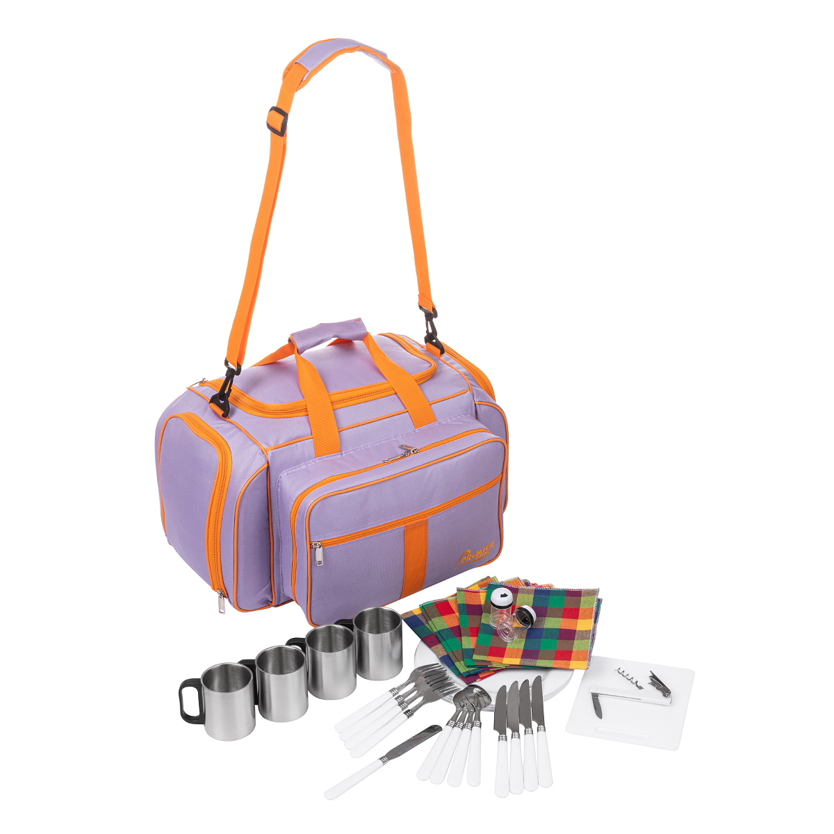 Набор для пикника Premier Fishing, на 4 персоны, размер: 48х25х28 см, цвет: серый