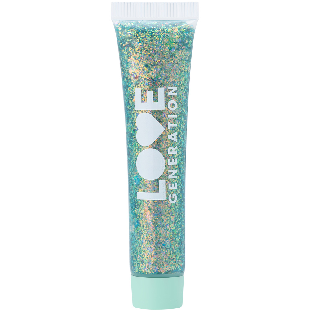 Глиттер-гель для лица Love Generation We love glitter, яркое сияние, тон: 03 зелено-голубой, 15мл