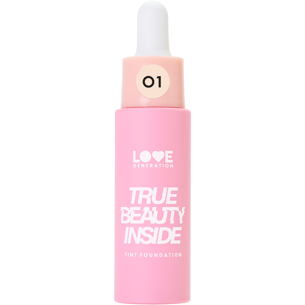 Тональный крем-тинт Love Generation True Beauty inside, стойкий, пудровый финиш, тон: 01 слоновая кость, 27мл