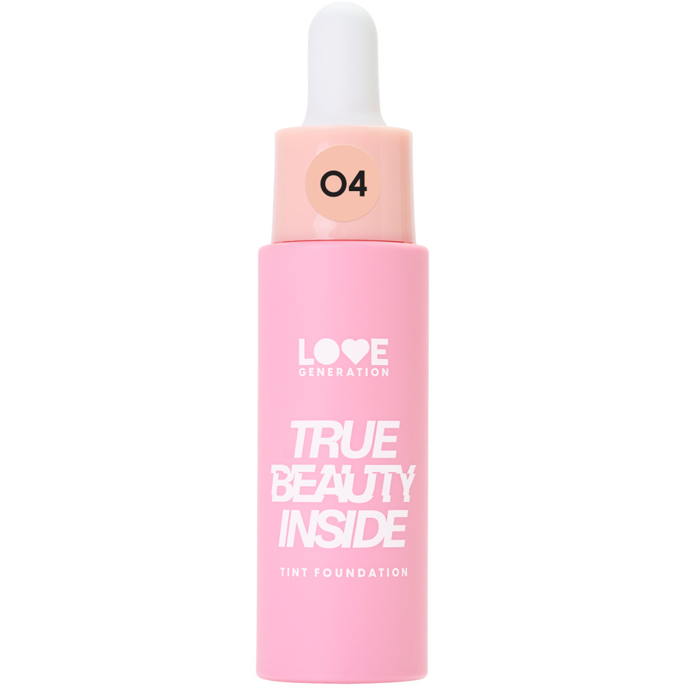 Тональный крем-тинт Love Generation True Beauty inside, стойкий, пудровый финиш, тон: 04 бежевый, 27мл