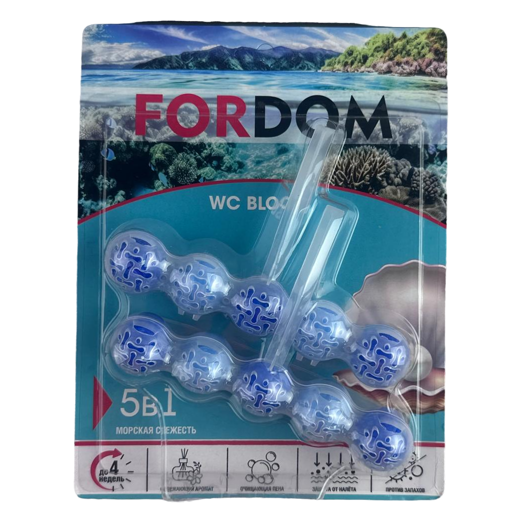 Туалетный блок для унитаза Fordom 5 в 1 Морская свежесть, 2x50г