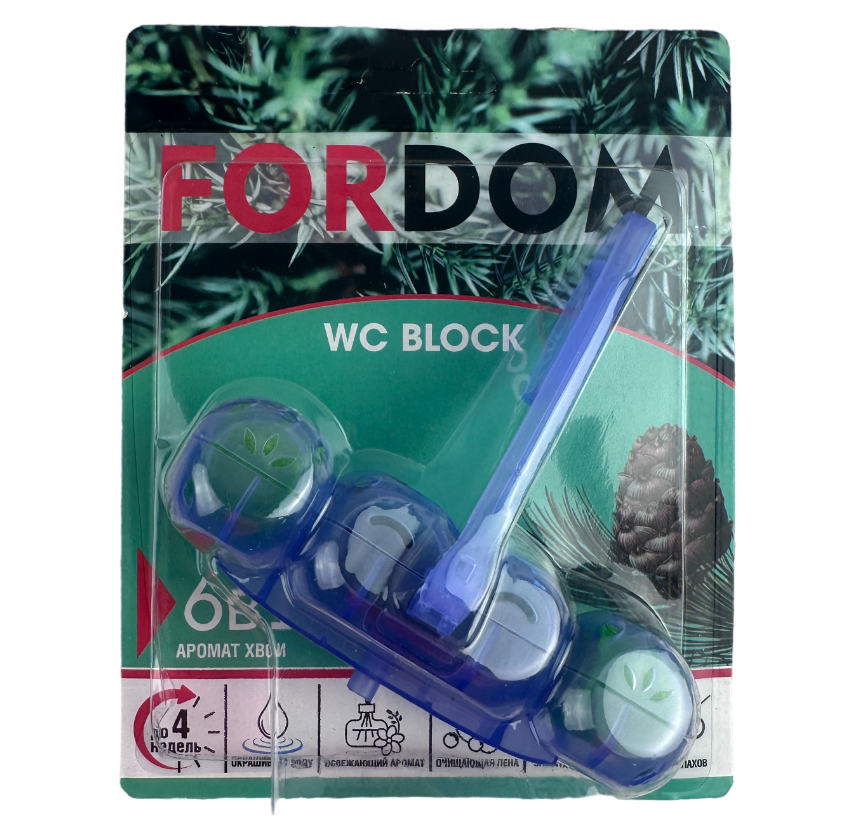 Туалетный блок для унитаза Fordom 6 в 1 Аромат хвои, 50г