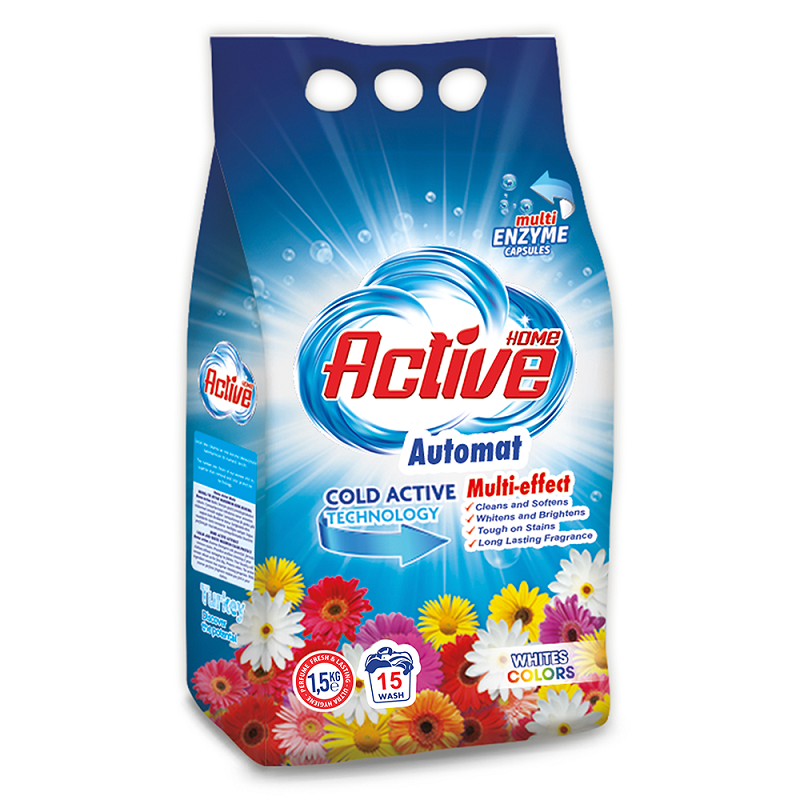 Стиральный порошок Home Active Automat, для белых и цветных вещей, 15 стирок, 1.5 кг