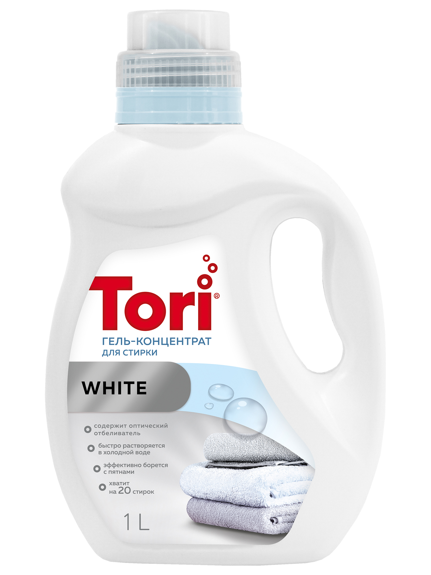Гель-концетрат для стирки белого белья Tori Вайт (White), 20 стирок, 1л