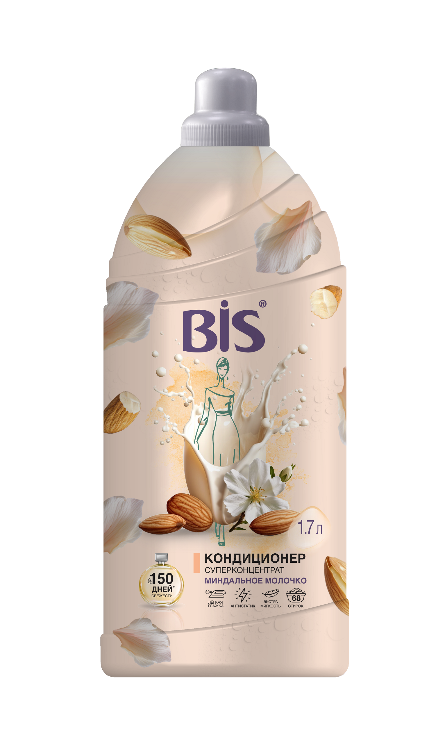 Кондиционер-суперконцентрат для белья Bis Миндальное молочко, 1.7л