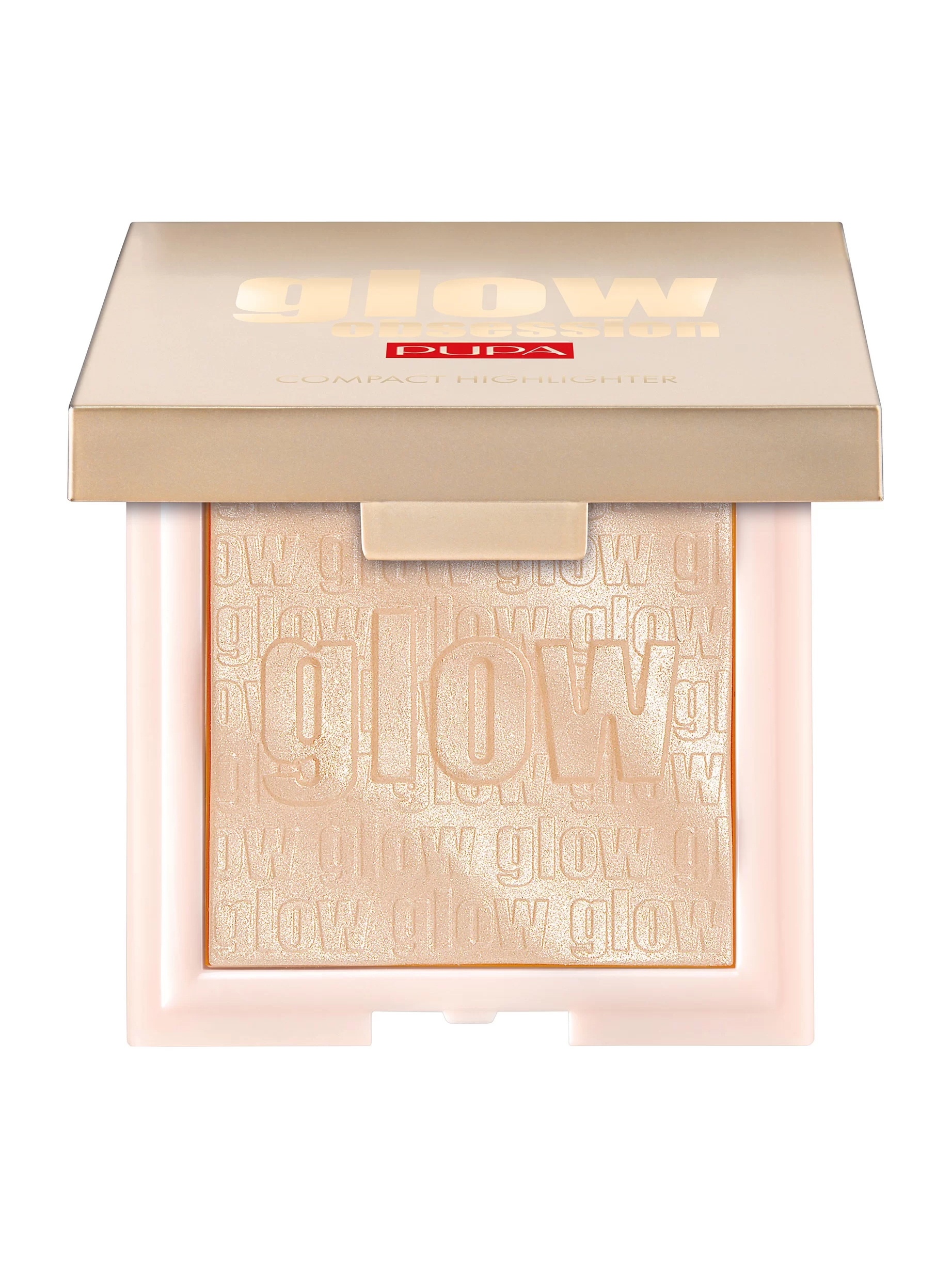 Хайлайтер для лица Pupa Glow Obsession, компактный, тон: 100 light gold, 6г