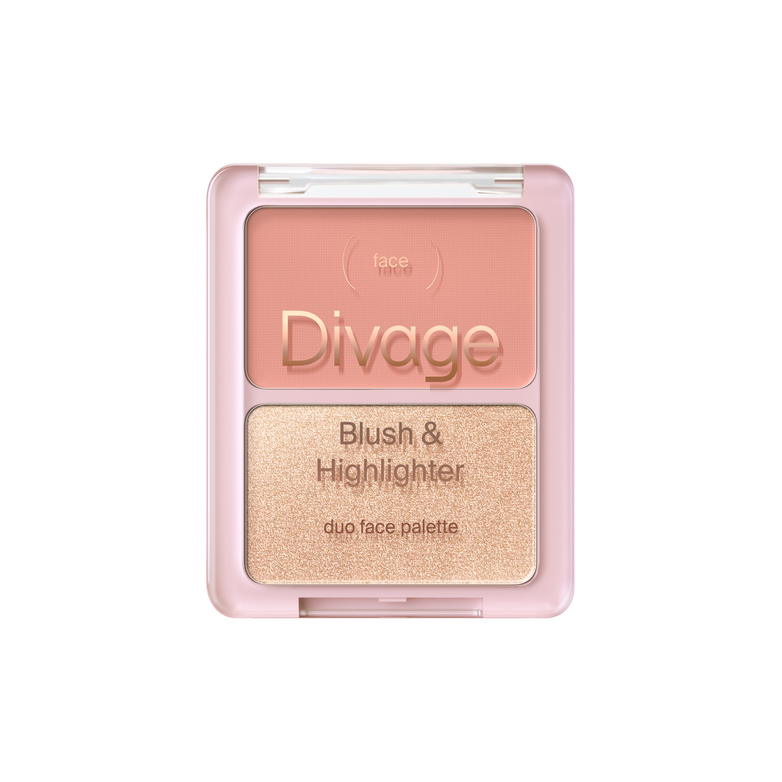 Divage Палетка для лица двойная румяна и хайлайтер Blush&Highlighter Duo Face Palette Тон 01 коралловый, золотистый