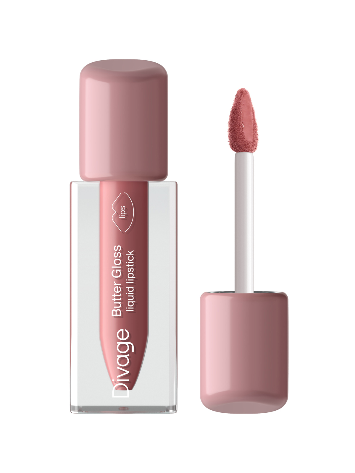 Помада для губ Divage Butter Gloss Liquid Lipstick, жидкая, тон: 02 розовый нюд, 2.8г