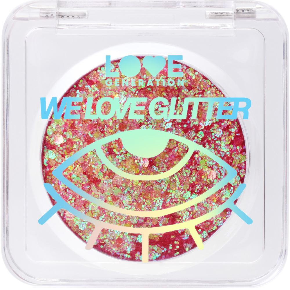 Глиттер для лица Love Generation We love glitter, кремовая основа, яркое сияние, тон: 01 красно-фиолетовый, 1.8г