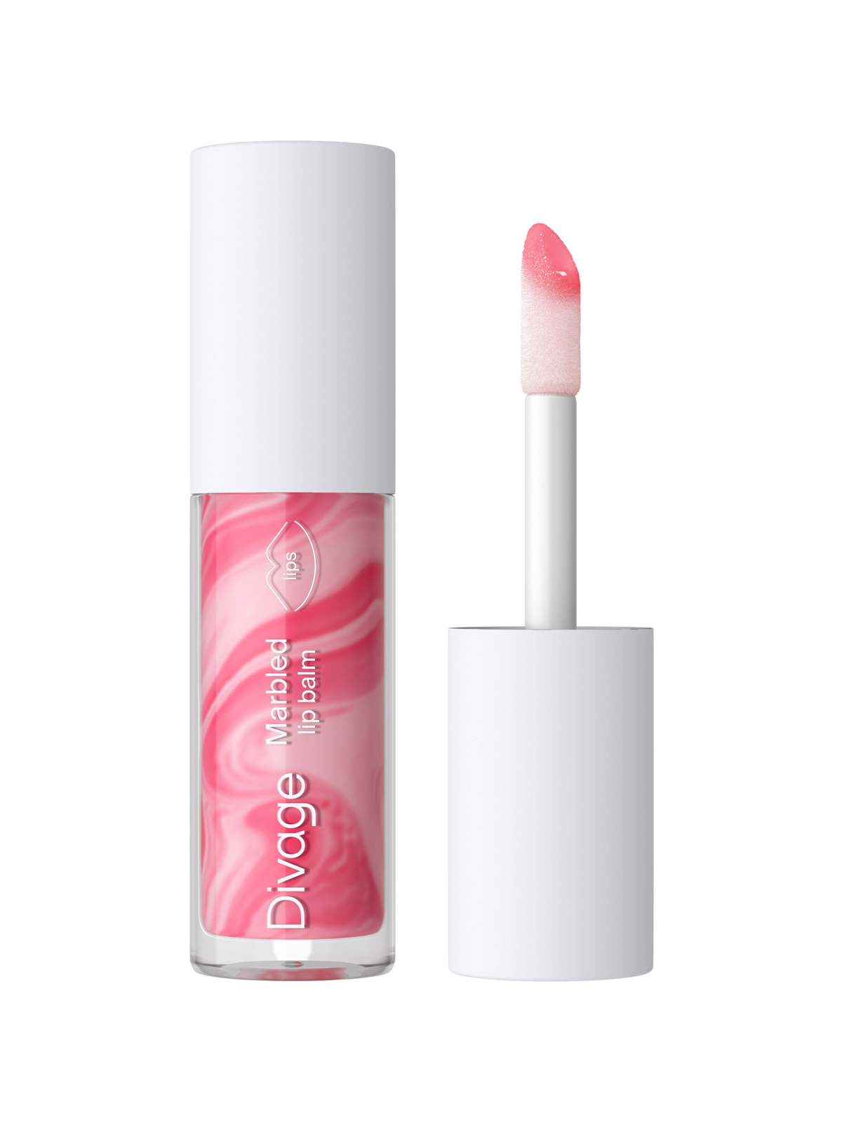 Divage Блеск для губ мраморный Marbled Lip Balm Тон 02 холодный розовый