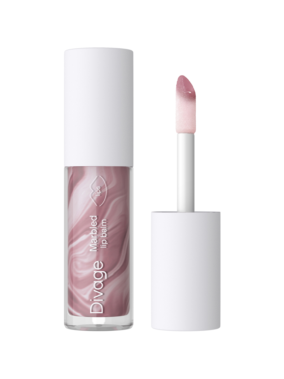 Divage Блеск для губ мраморный Marbled Lip Balm Тон 04 пыльная роза