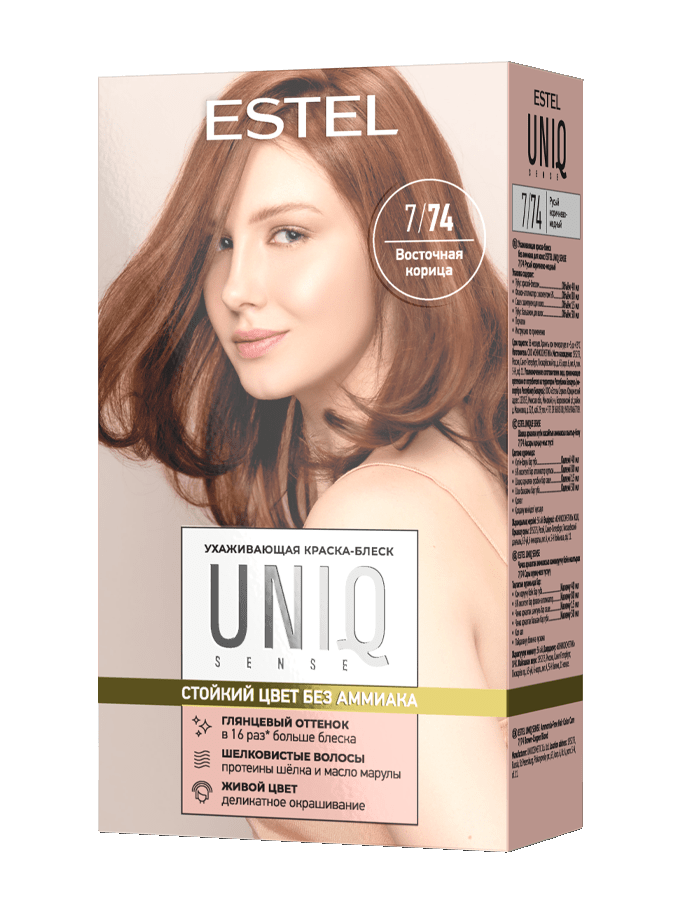 Краска-блеск для волос Estel Uniq Sense, тон: 7/74 восточная корица, 165 мл