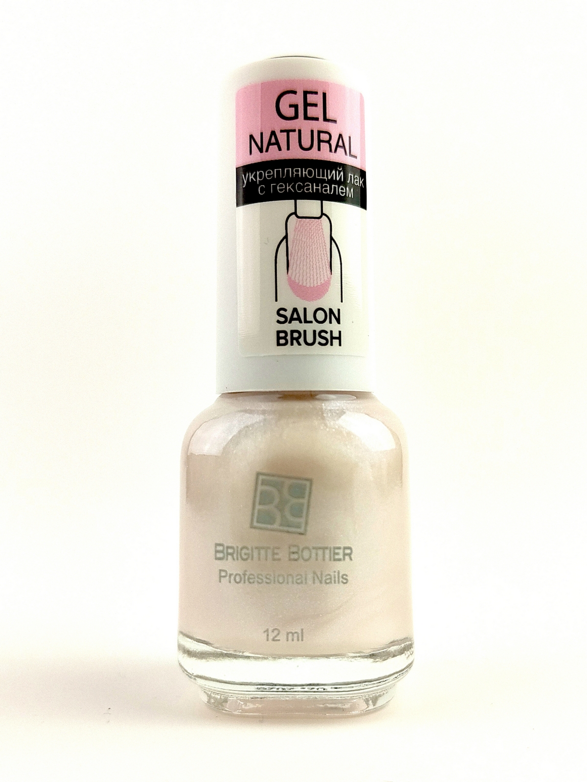 Лак для ногтей Brigitte Bottier Gel Natural, укрепляющий, с гексаналем, тон: 01 жемчужный, 12мл