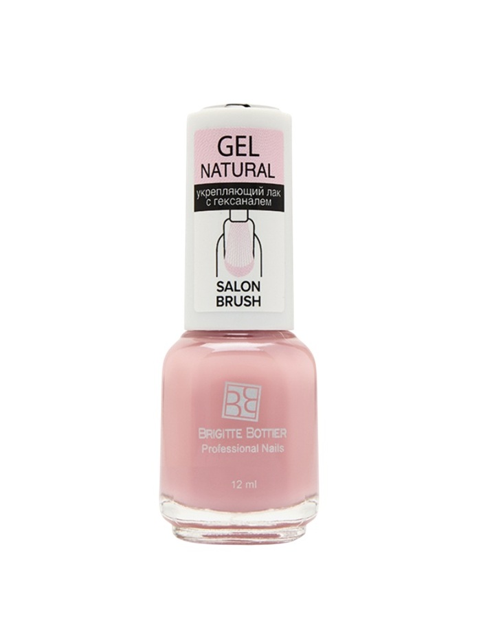 Лак для ногтей Brigitte Bottier Gel Natural, укрепляющий, с гексаналем, тон: 04 розовый, 12мл