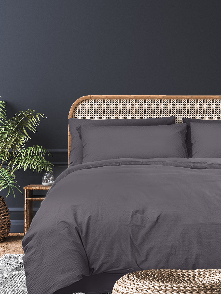Комплект постельного белья Livadia Stonewash Графит, 1,5-спальное, полисатин, наволочка: 50х70см