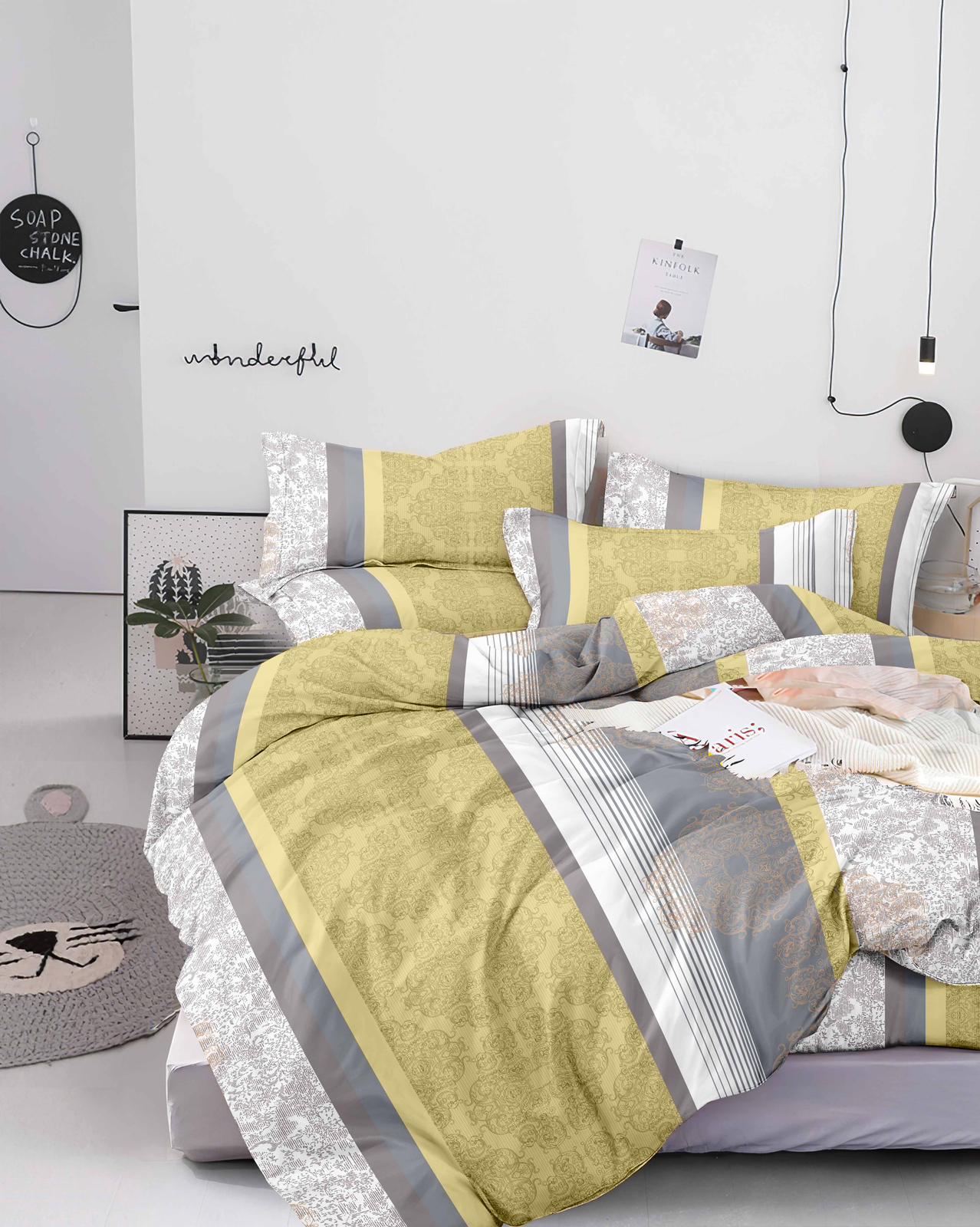 Комплект постельного белья F&H Provence, 1.5 спальный, бязь, 2 наволочки 70x70см, серый и бежевый