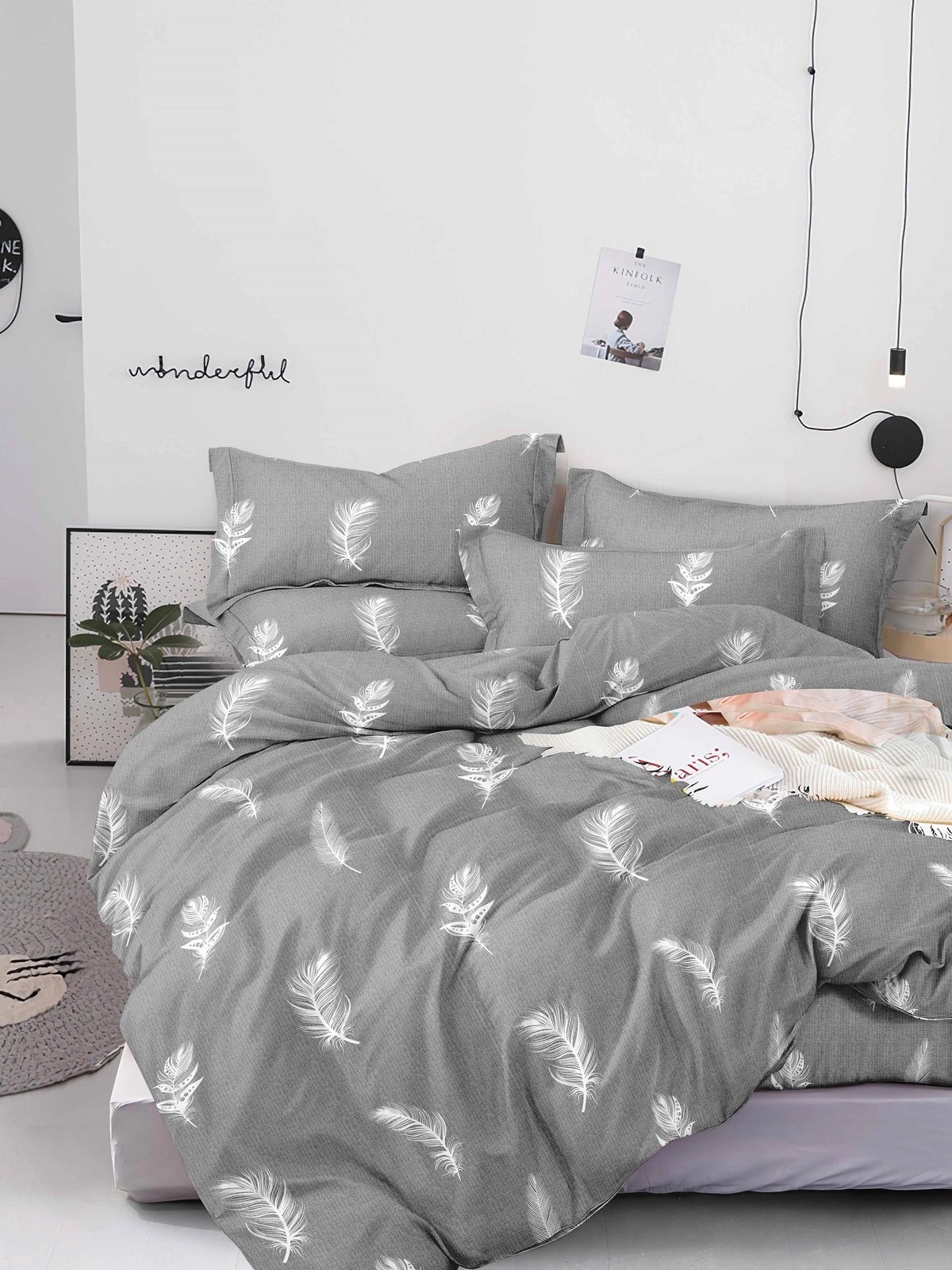 Комплект постельного белья F&H Provence, 1.5 спальный, бязь, 2 наволочки 70x70см, серый
