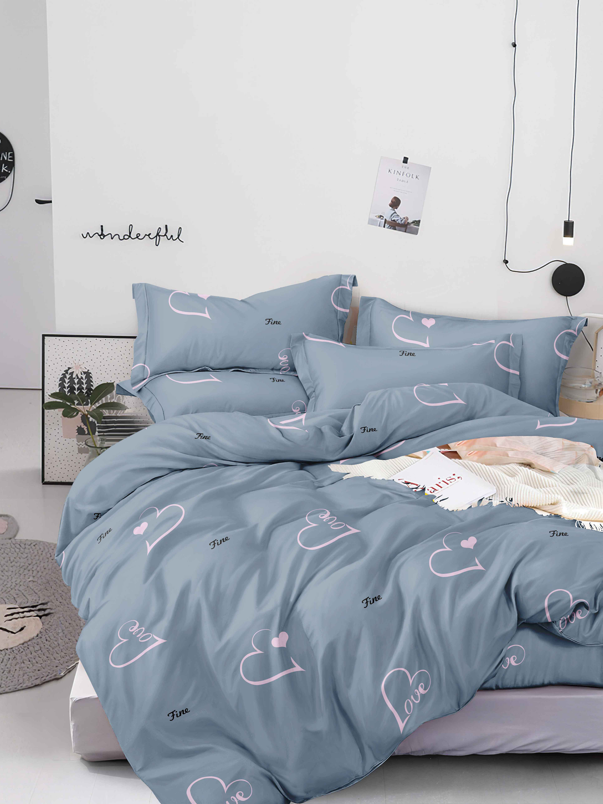 Комплект постельного белья F&H Provence, 1.5 спальный, бязь, 2 наволочки 70x70см, голубой