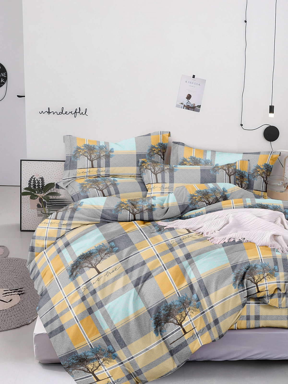 Комплект постельного белья F&H Provence, евро, бязь, 2 наволочки 70x70см, желтый и серый