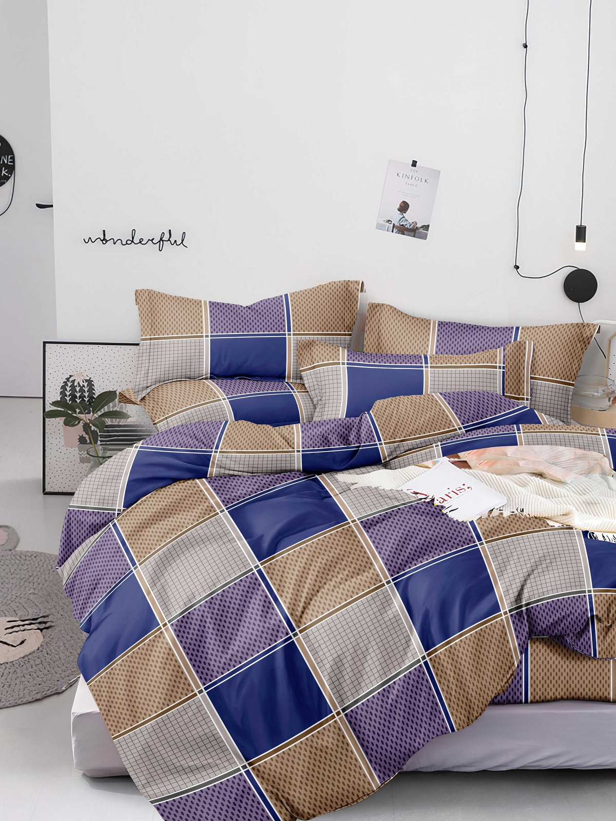 Комплект постельного белья F&H Provence, евро, бязь, 2 наволочки 70x70см, коричневый и синий