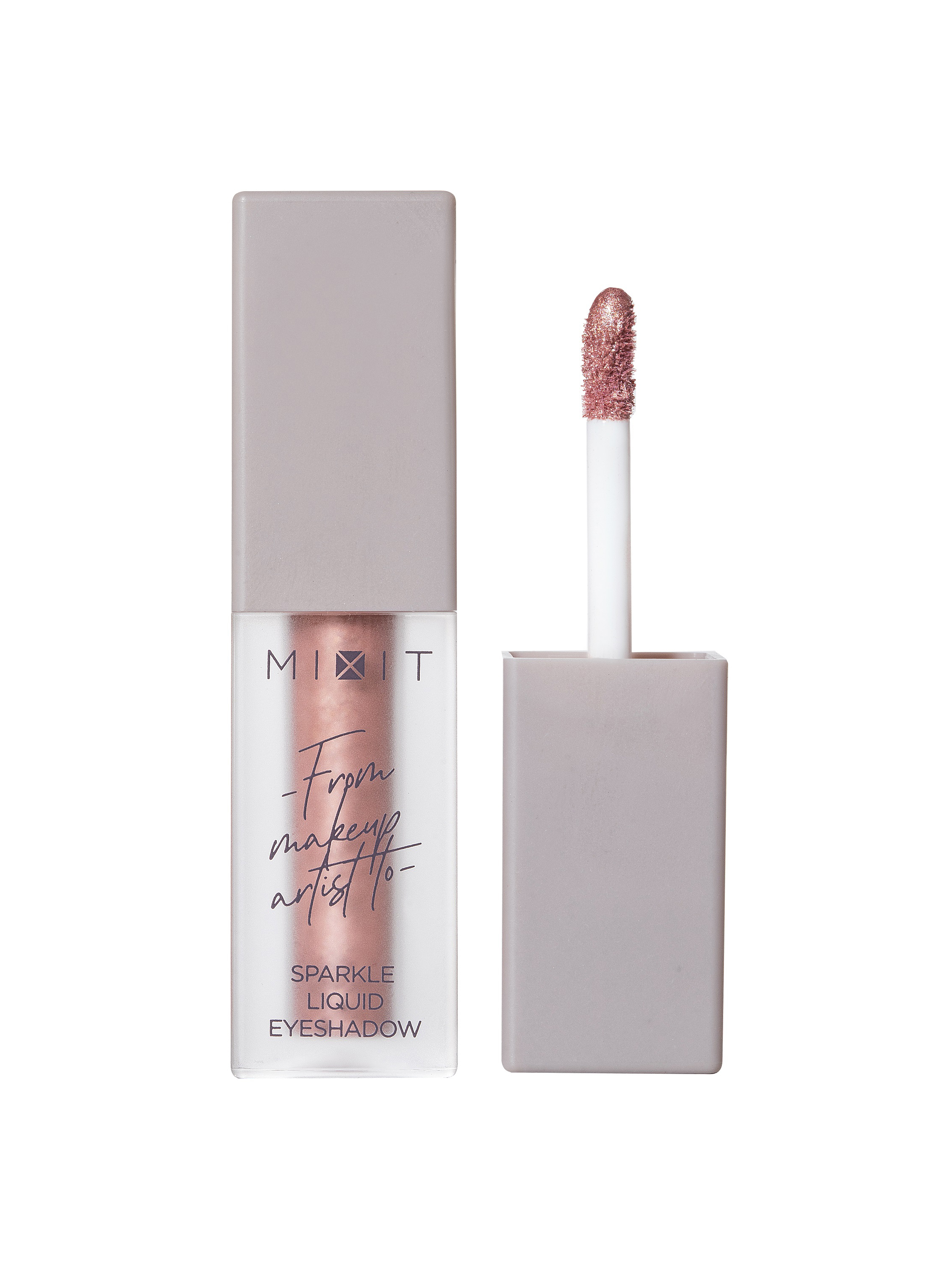 Тени для век Mixit Make Up Make Up Sparkle Liquid, жидкие, сияющие, тон: 01 Agate (розовый металлик), 3.8г