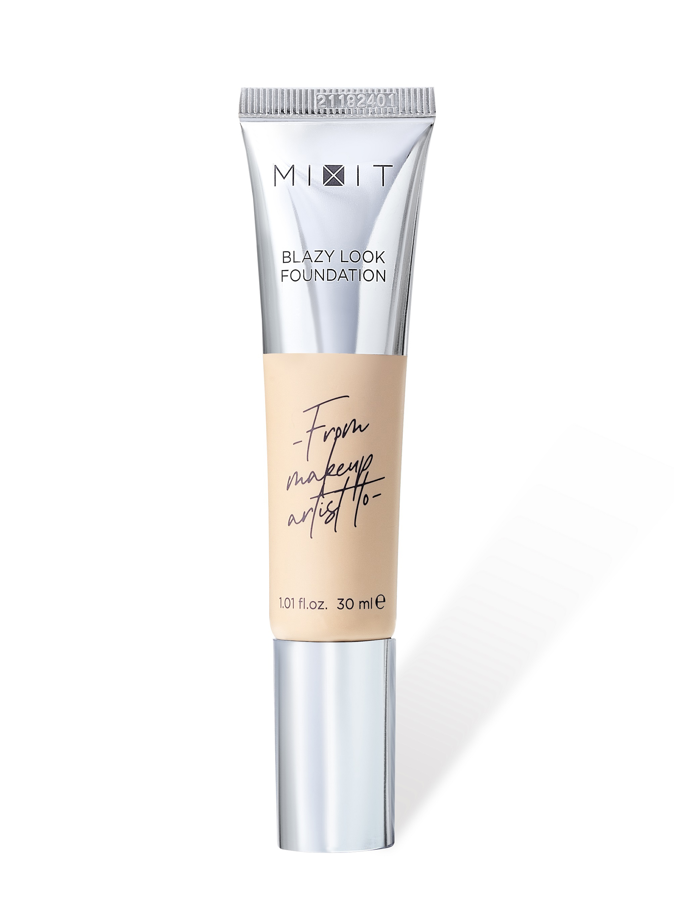 Тональная основа Mixit Make Up Blazy Look, с эффектом сияния, тон: 01 vanilla cream (слоновая кость), 30мл