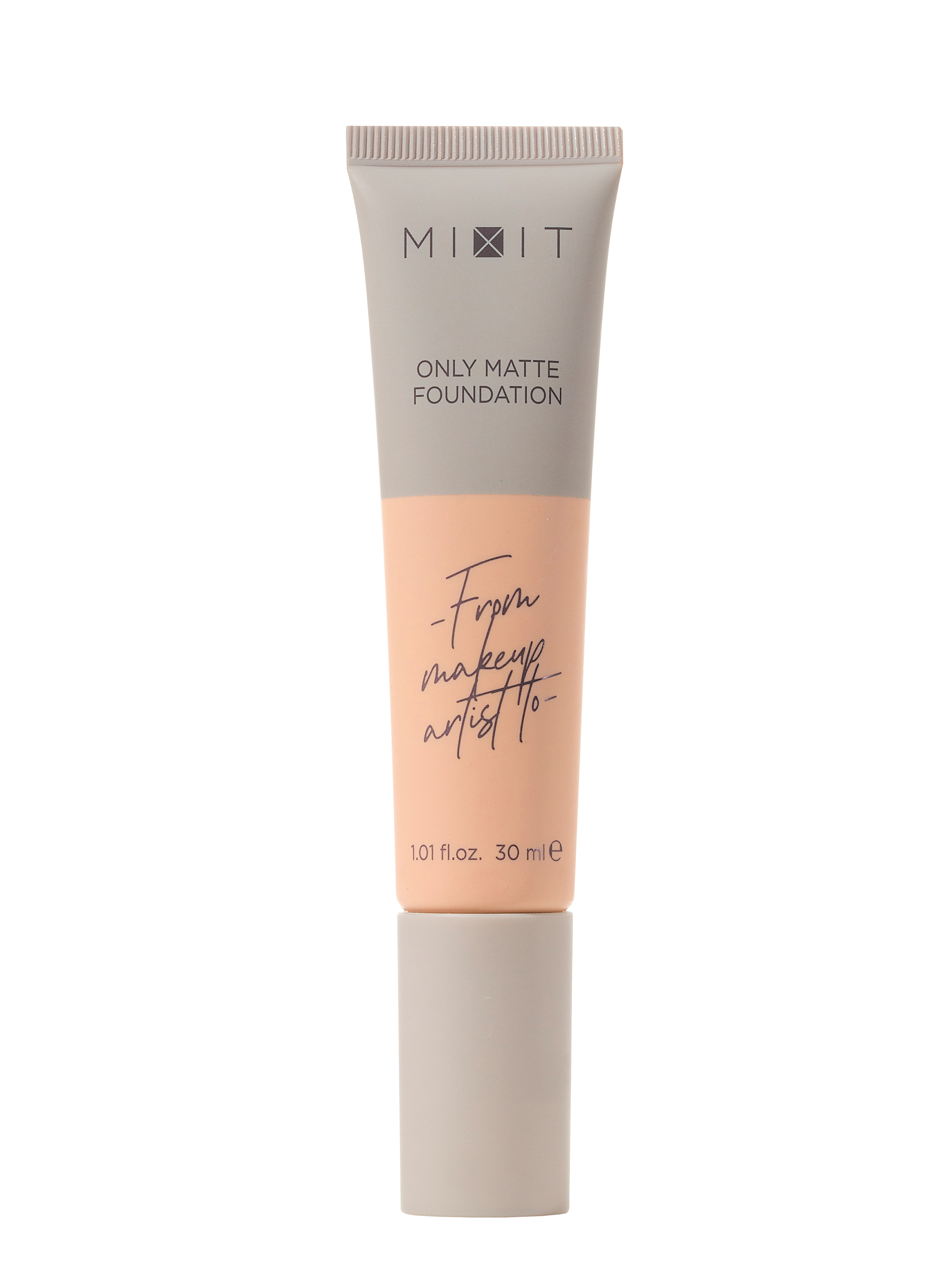 Тональная основа Mixit Make Up Only Matte, с эффектом матового покрытия, тон: 02 rose porcelaine (розовато-сливочный), 3