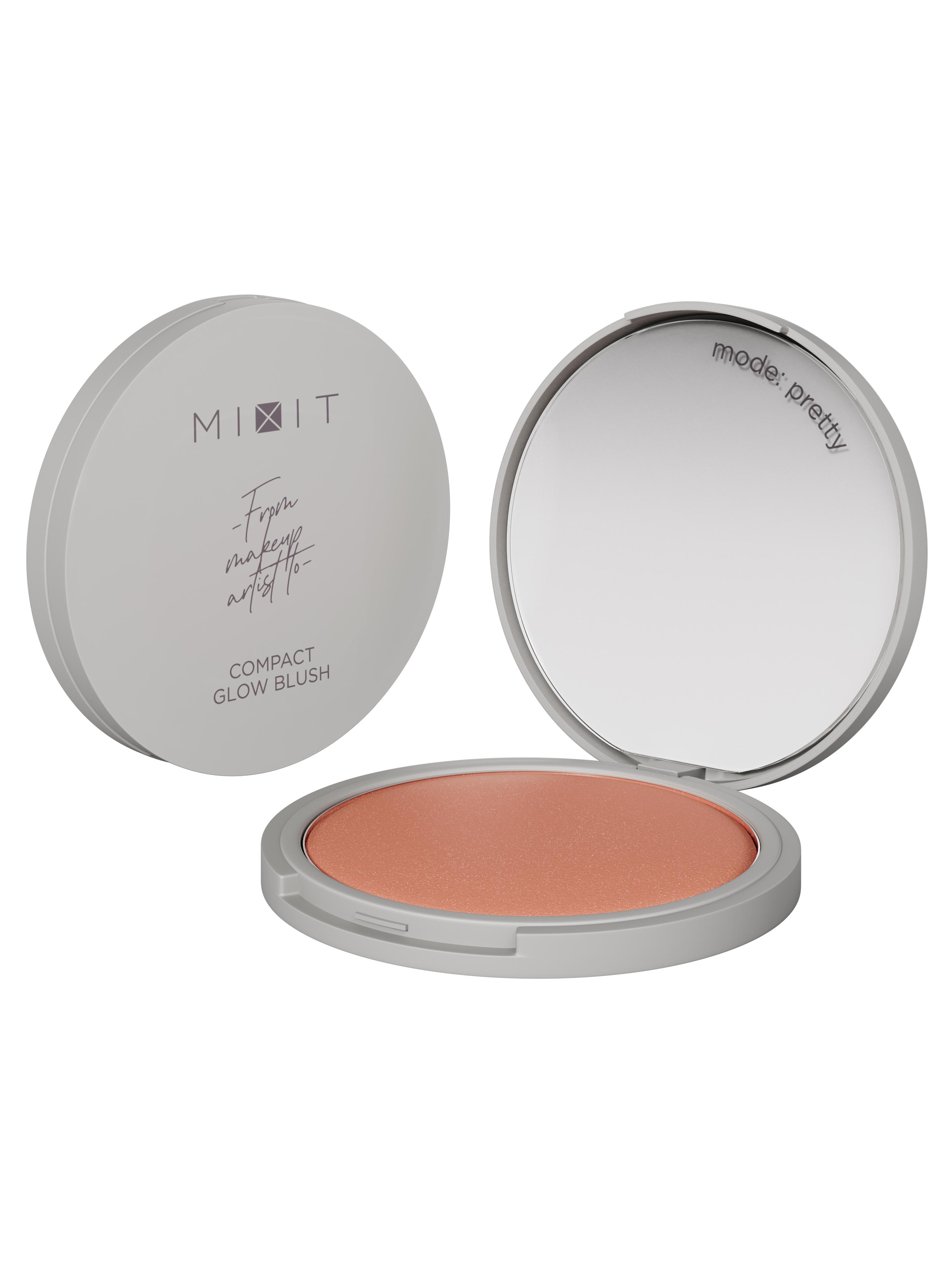 Румяна Mixit Make Up Сompact Glow Blush, сияющие, тон: 02 peach cream (персиковый с шиммером), 10г