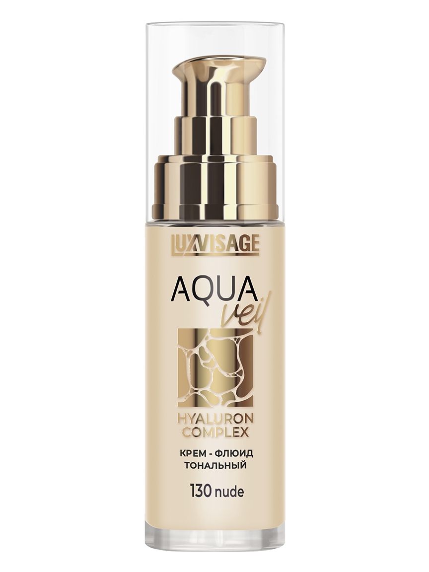 Крем-флюид тональный Luxvisage Aqua Veil Hyaluron Complex, тон: 130 Nude, 30мл