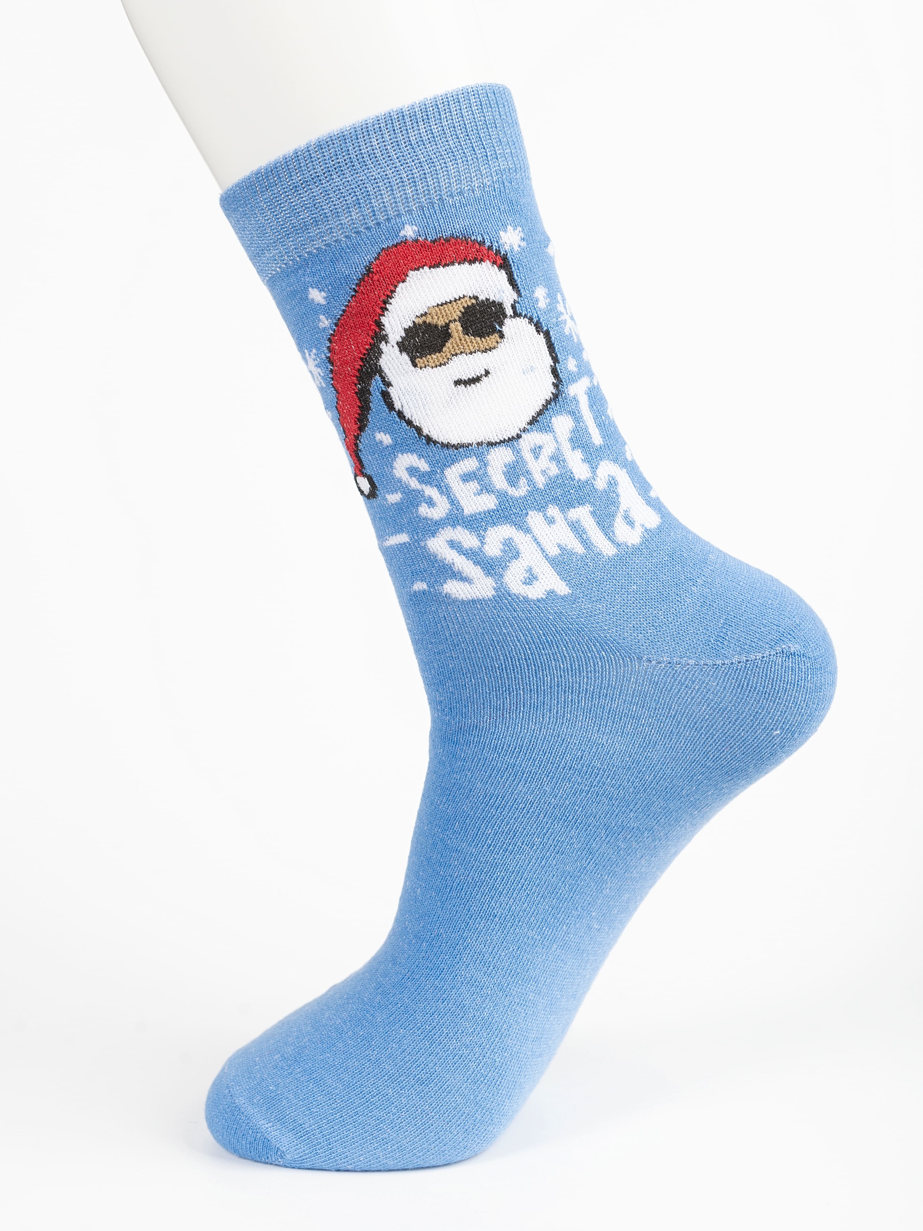 Носки новогодние мужские Oemen Secret Santa, размер: 25, 1 пара, голубой
