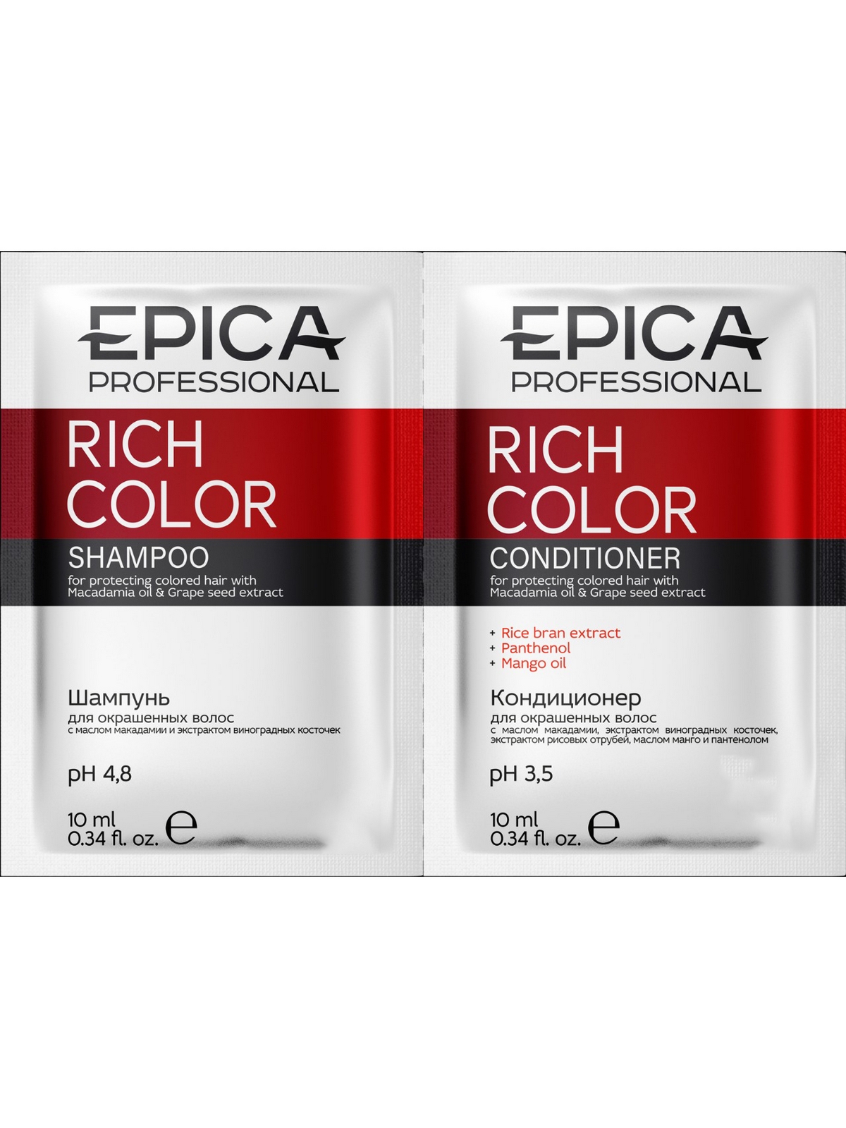Шампунь и кондиционер для волос Epica Rich Color, саше, 10мл, 10мл