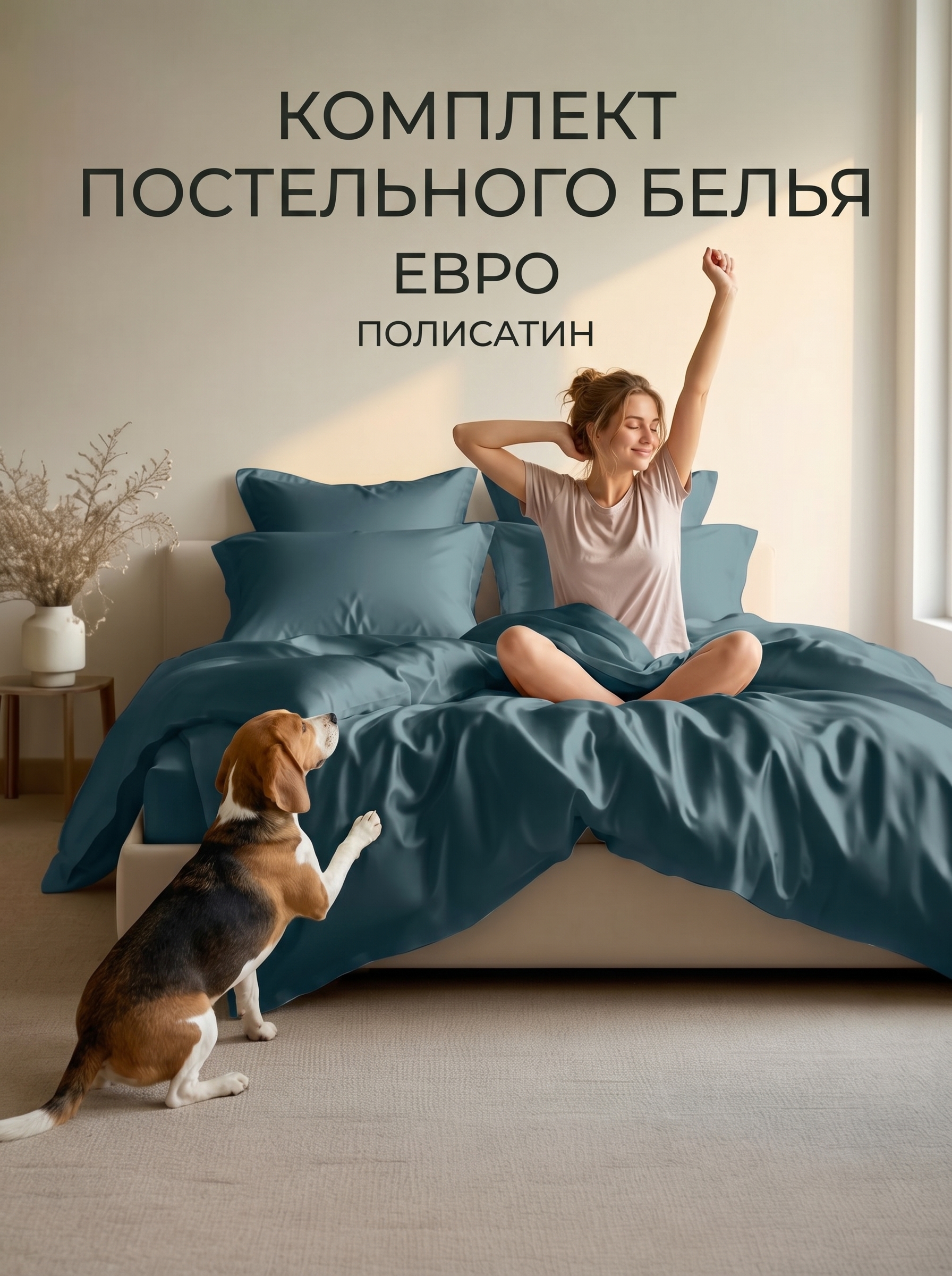 Комплект постельного белья Tenara Тенсель, евро, 50х70 см, цвет: гидро