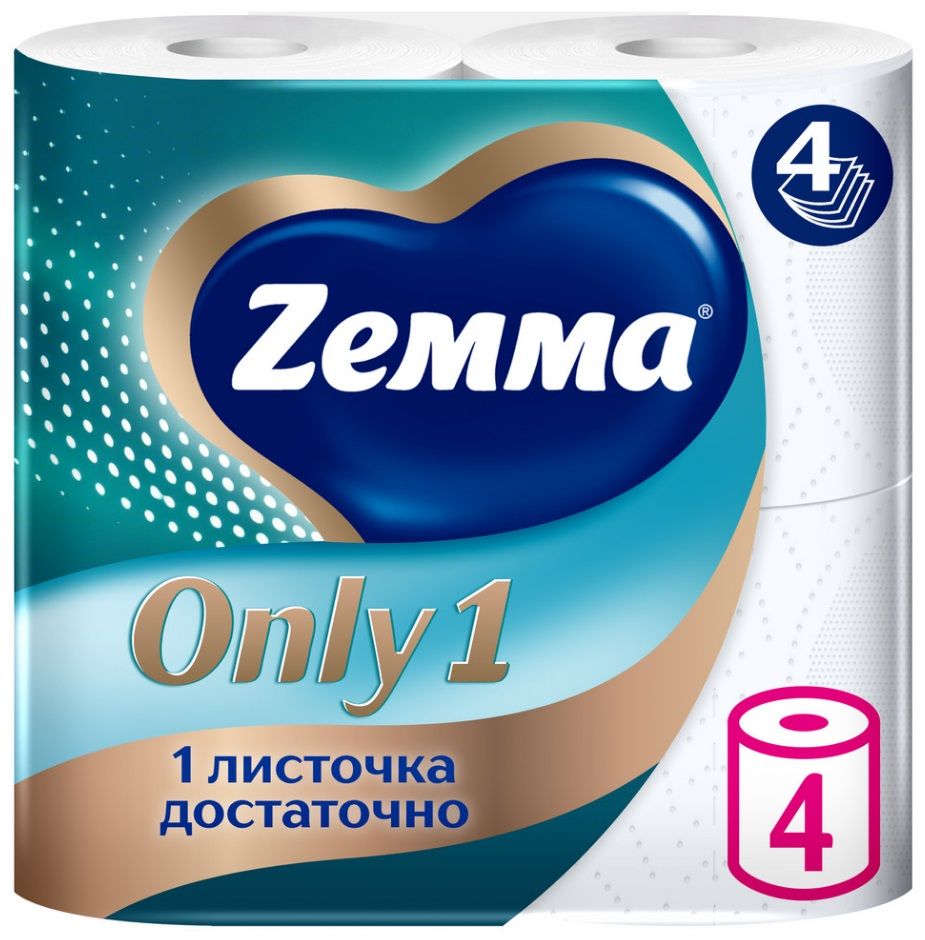 Туалетная бумага ZEMMA Only1, 4 слоя, 4 рулона