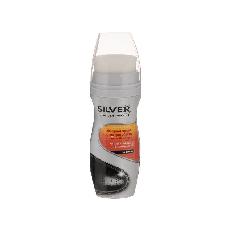 Крем-краска для обуви Silver Premium, жидкая, 75мл, черный