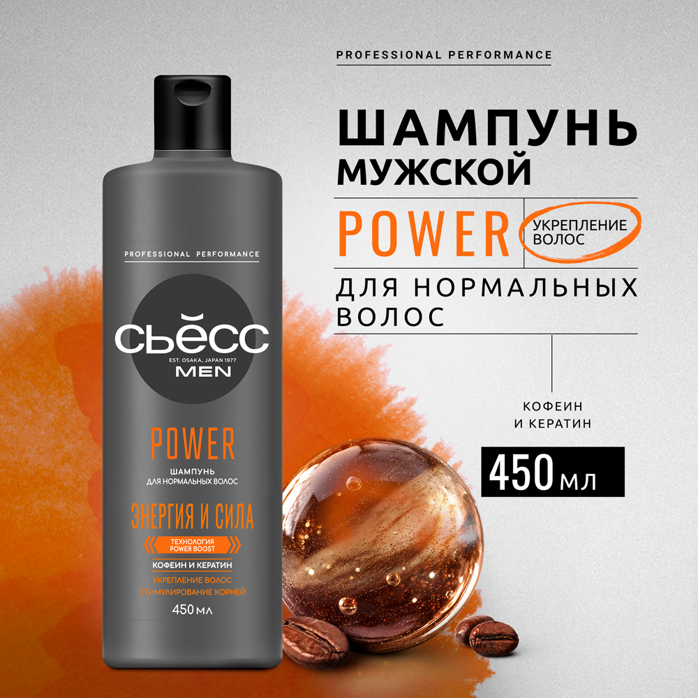 Шампунь мужской Сьёсс Men Power, для нормальных волос, 450 мл