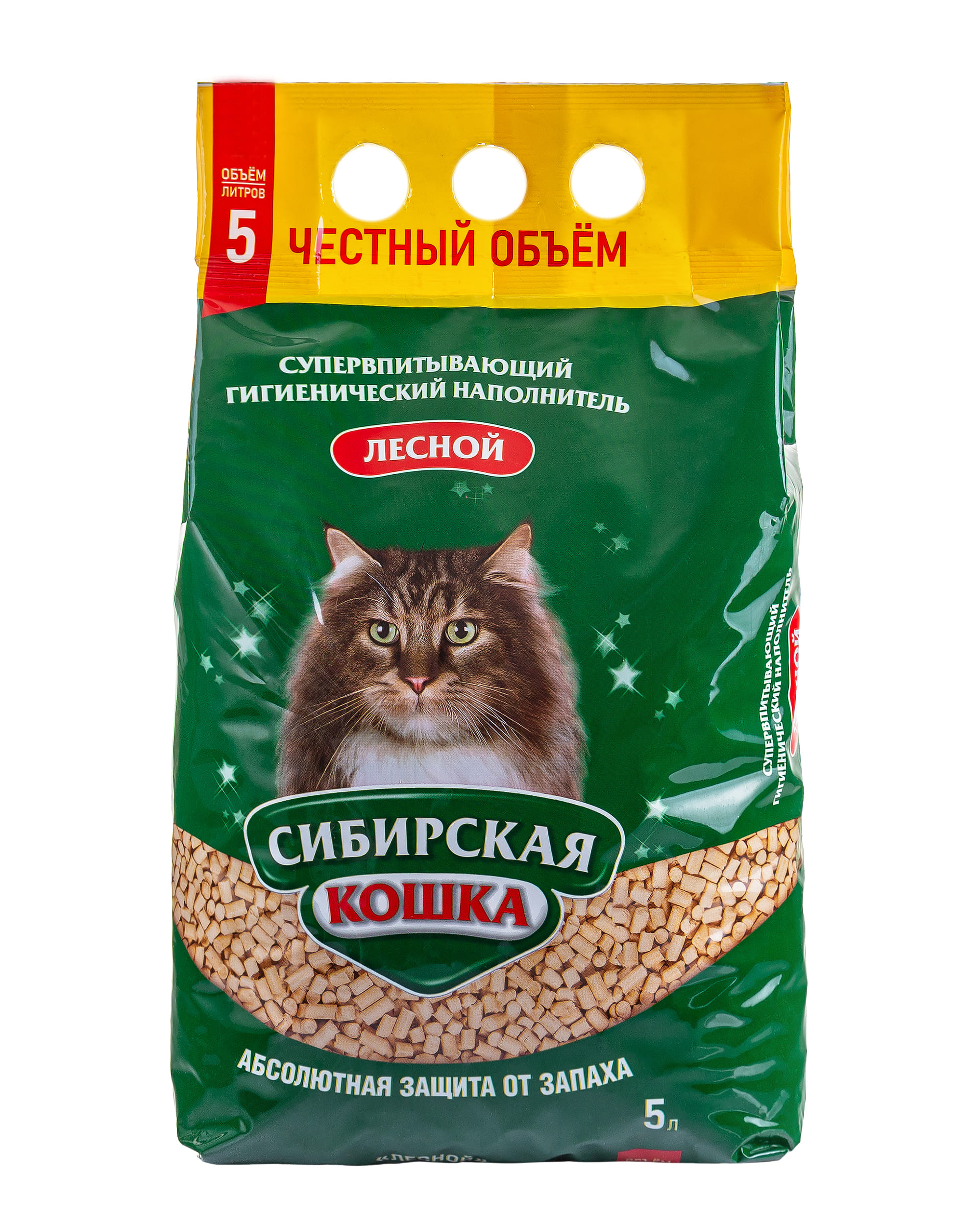 Наполнитель для кошачьего туалета Сибирская кошка Лесной, 5л