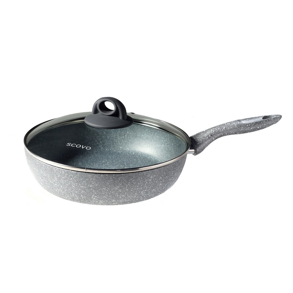 Сотейник Scovo Каменная (Stone Pan), с крышкой, 26см